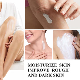 Generic applying cream to underarm, demonstrates targeted use and gentle massage