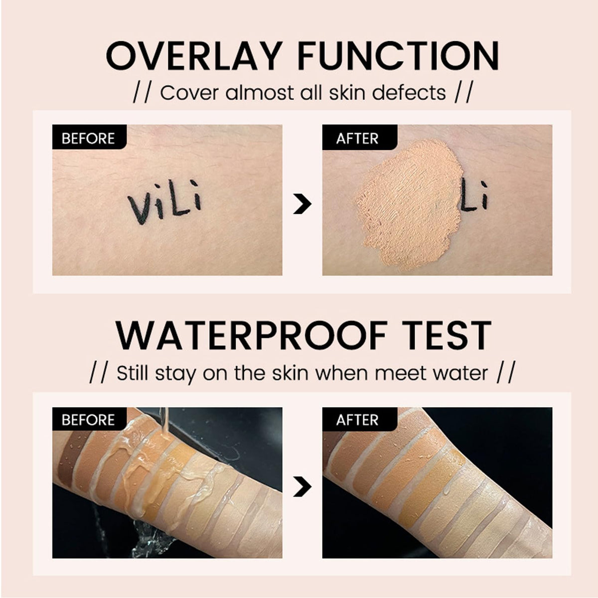 Generic-brand applying on mature skin with fingertip showing non-cakey natural finish