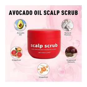 Generic avocado oil scalp scrub in hand demonstrating easy application and control