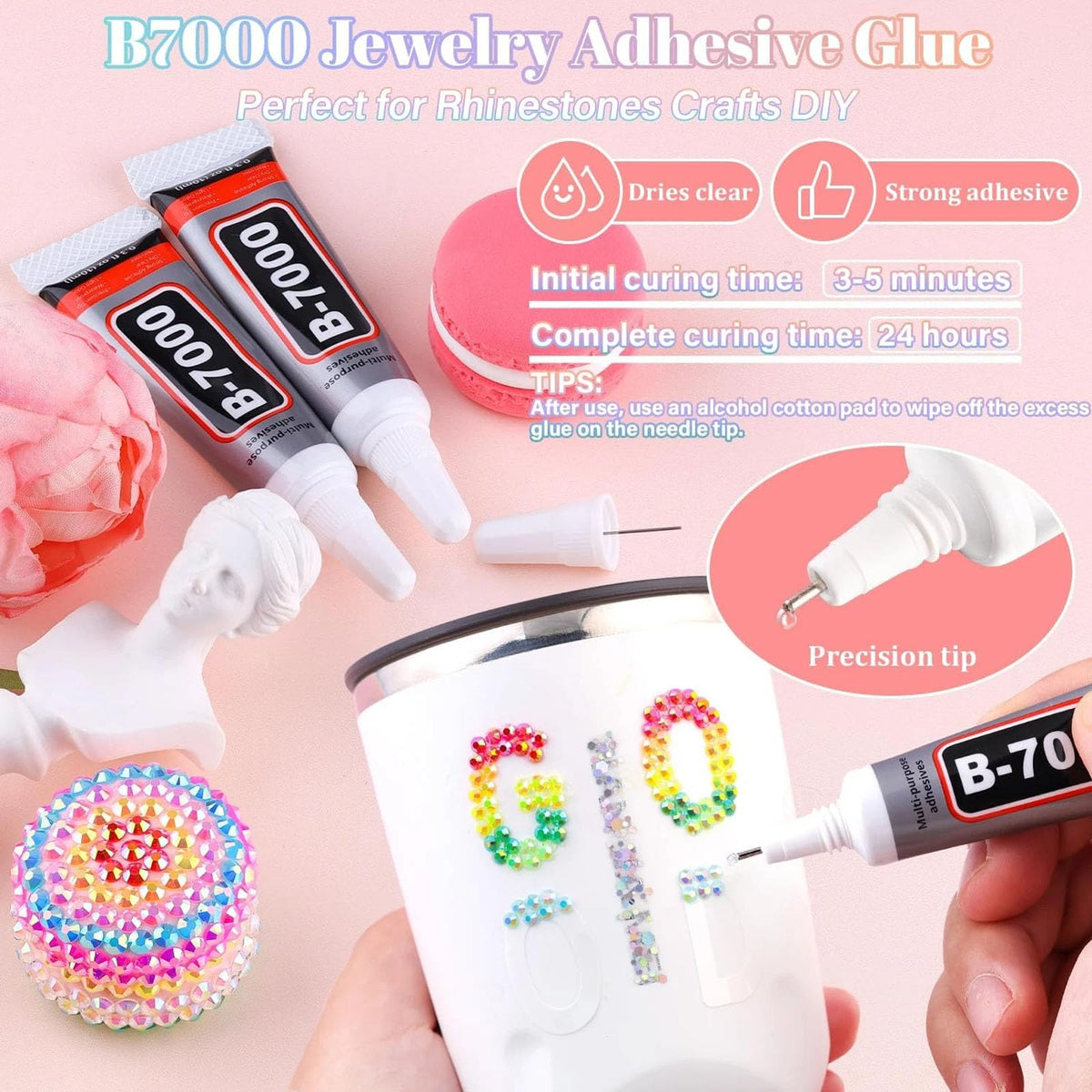 Generic B7000 glue tube with needle tip for precise adhesive control and neat application