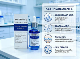 Generic label detail showing GHK-Cu and niacinamide for confident selection