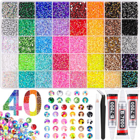 Generic box front showing 40-color storage grid and included tools for organized crafting