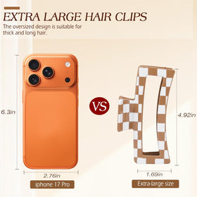 Generic checkered clip in hair updo demonstrating strong hold benefit