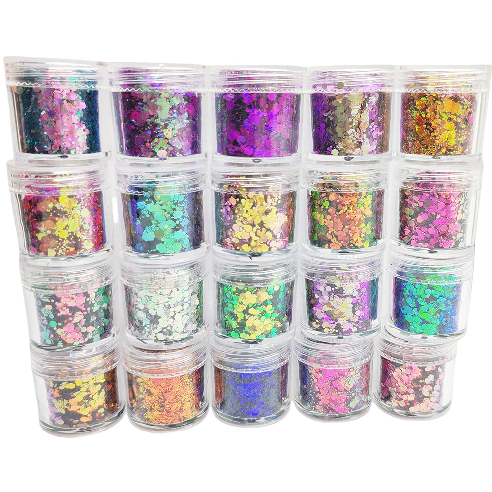 Generic brand close-up of chunky hexagon texture offering dimensional sparkle