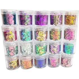 Generic brand close-up of chunky hexagon texture offering dimensional sparkle