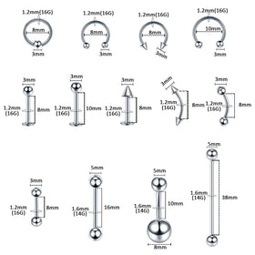 Generic close-up of 316L surgical steel jewelry, brand polished finish for comfort