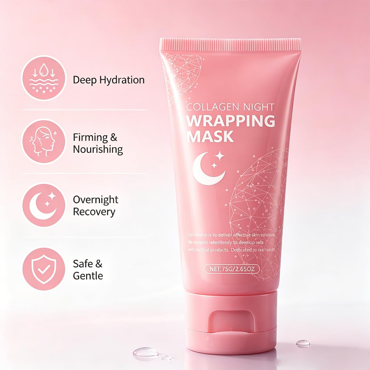 Generic Collagen Mask label and ingredient list emphasizing clear product information