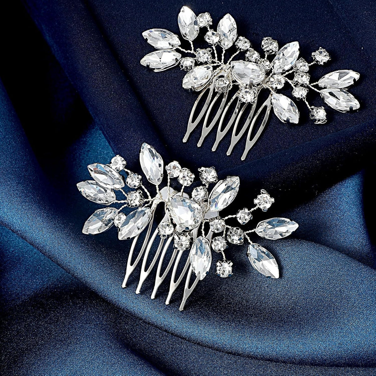 Generic combs in hair styled updo adding sparkle and secure finish