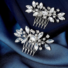 Generic combs in hair styled updo adding sparkle and secure finish