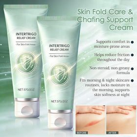 Generic model applying cream under breast to reduce friction and moisture