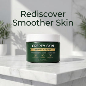 Generic crepey skin cream swirled texture close-up, fast-absorbing benefit