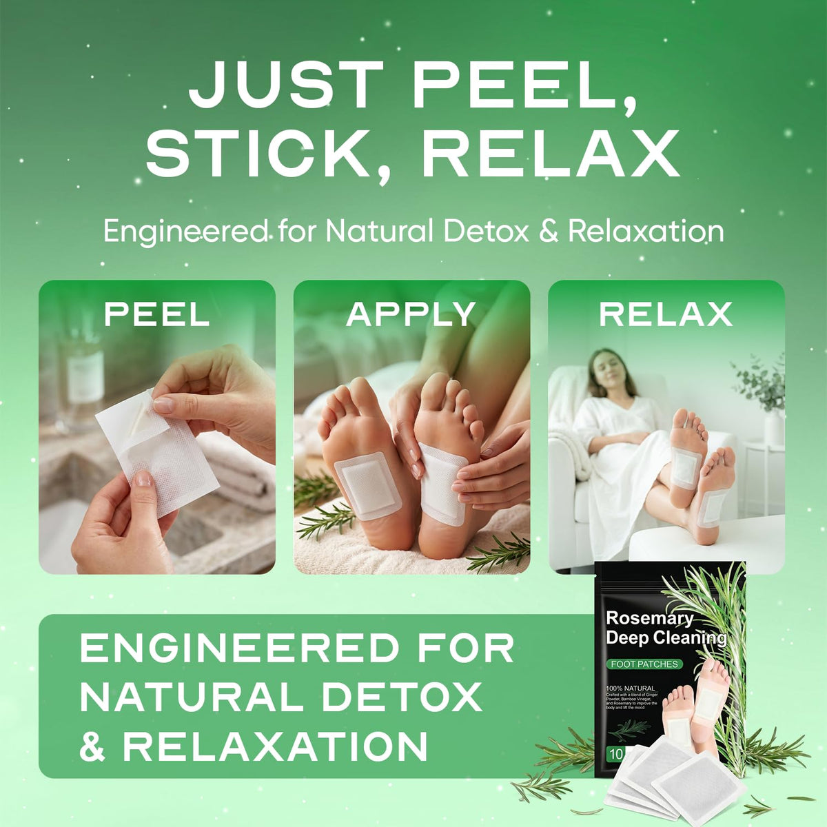 Generic foot patch adhesive side displayed and ready to stick for easy use