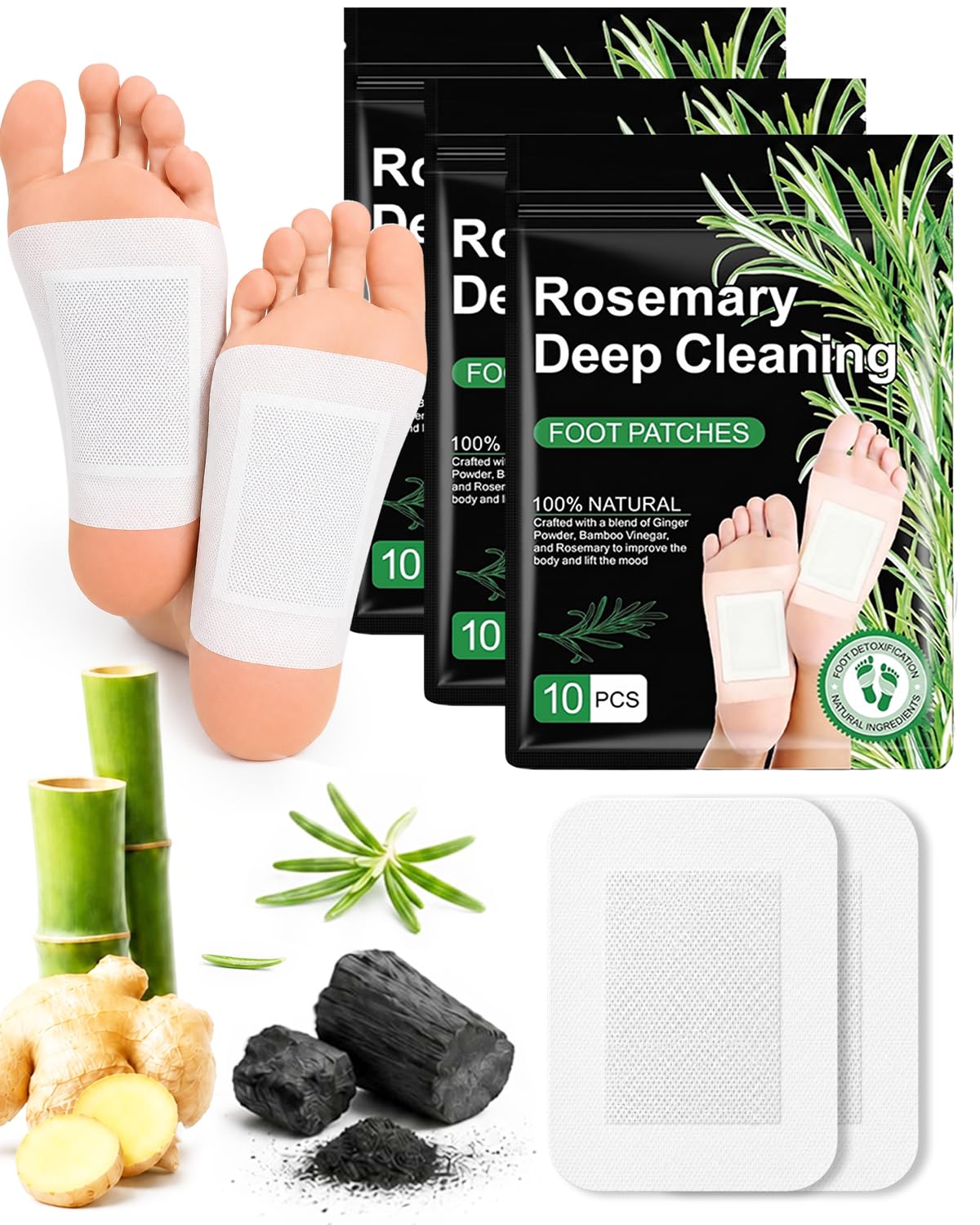 Generic foot patches front packaging showing product and pack benefit