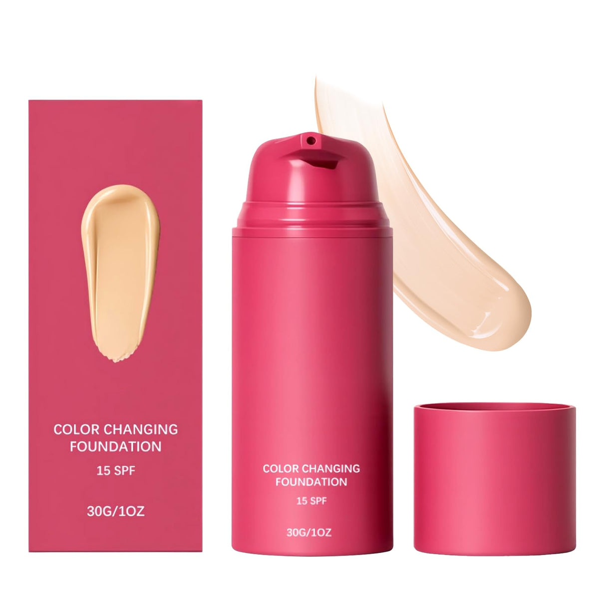 Generic foundation front packaging showing bottle and label, highlighting adaptive coverage