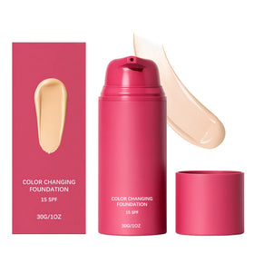 Generic foundation front packaging showing bottle and label, highlighting adaptive coverage
