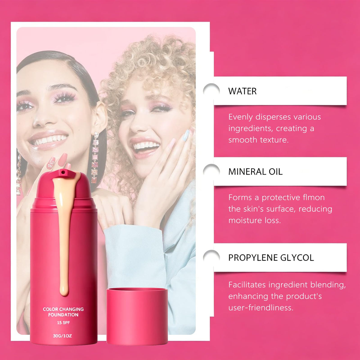Generic foundation on a bathroom vanity with brush, suggesting everyday routine and confidence