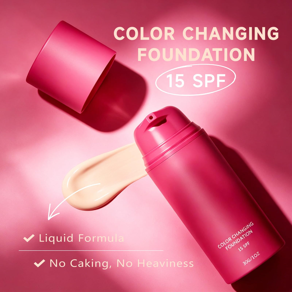 Generic foundation texture close-up on fingertip, showing creamy hydrating finish benefits