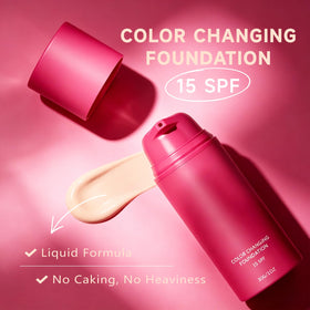 Generic foundation texture close-up on fingertip, showing creamy hydrating finish benefits