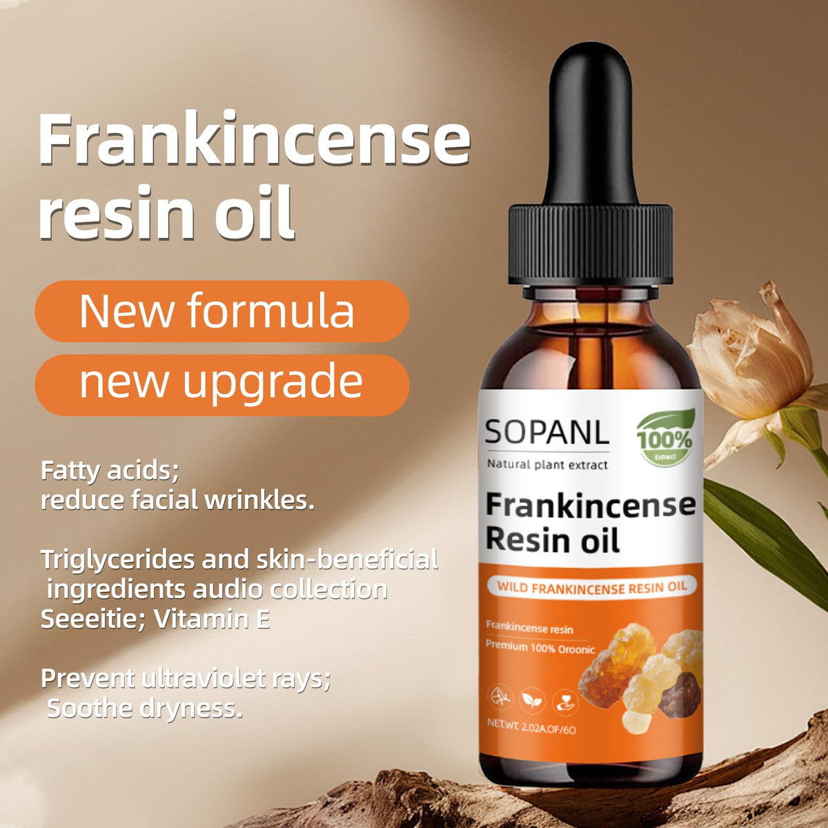 Generic frankincense bottle in hand for size comparison and easy use