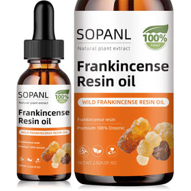 Generic frankincense bottle front view showing label and natural benefits