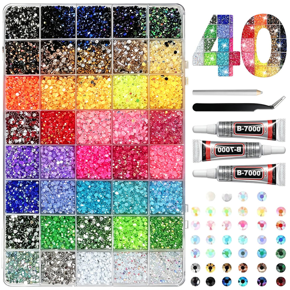 Generic front packaging showing the complete bedazzling kit and included supplies