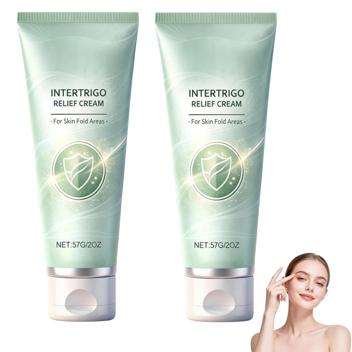 Generic front packaging showing two tubes and clear product benefit