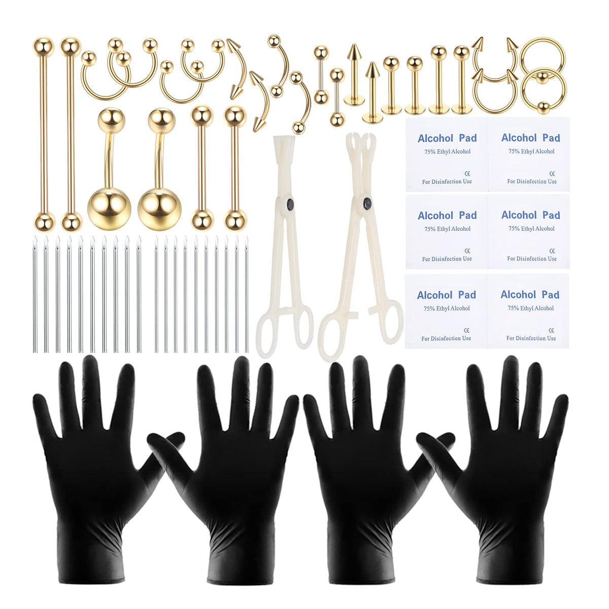 Generic front packaging of piercing kit showing contents and convenience