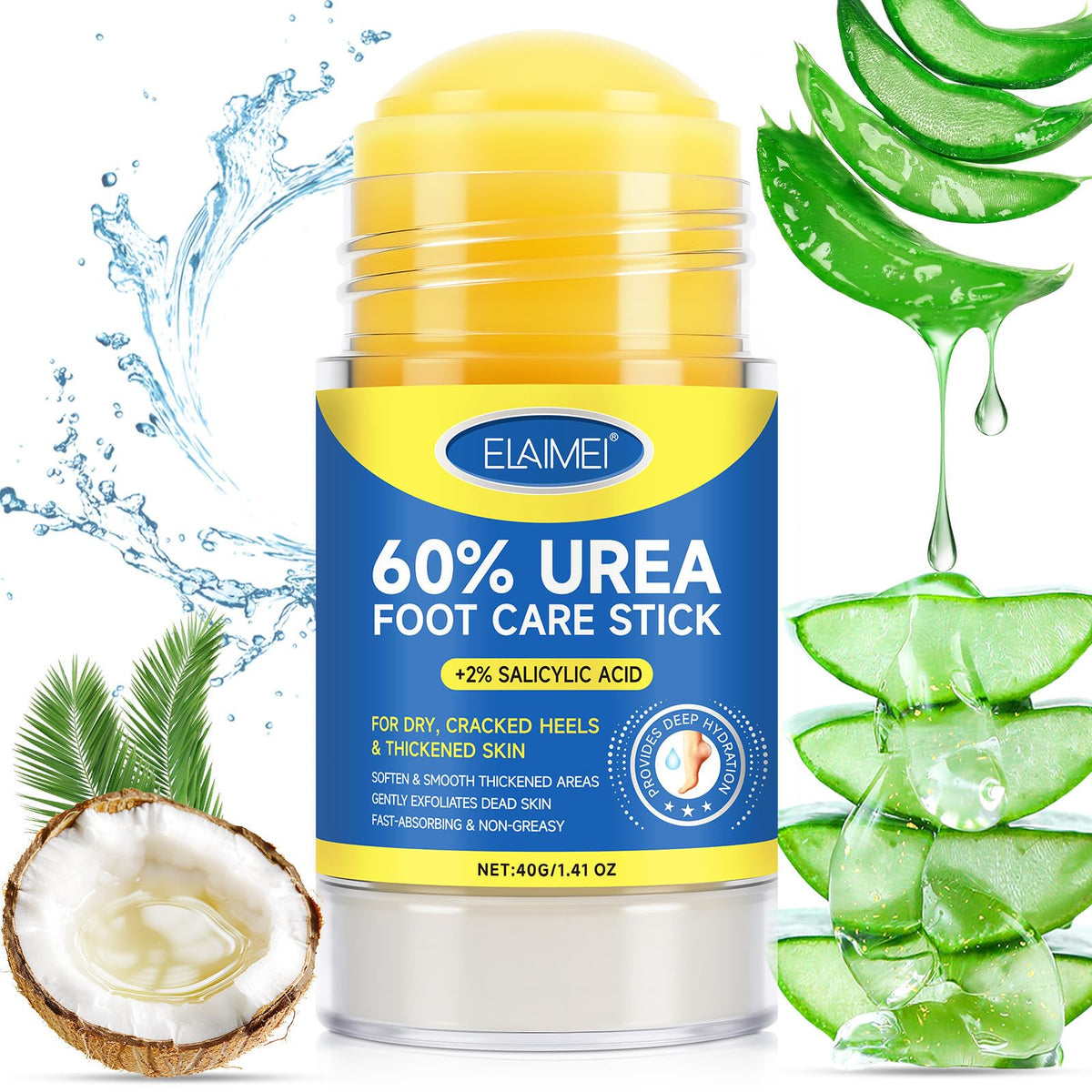 Generic 60% urea stick front packaging showing product and size, brand softens calluses