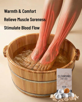 Generic soak in wooden basin illustrating enhanced heat retention and ambiance