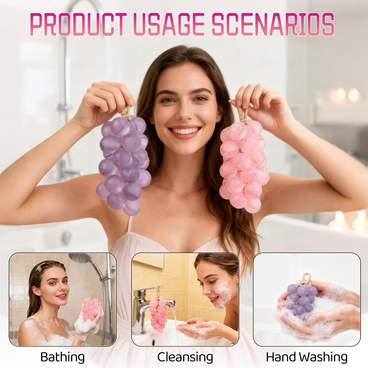 Generic grape soap label and packaging highlighting gift-ready presentation