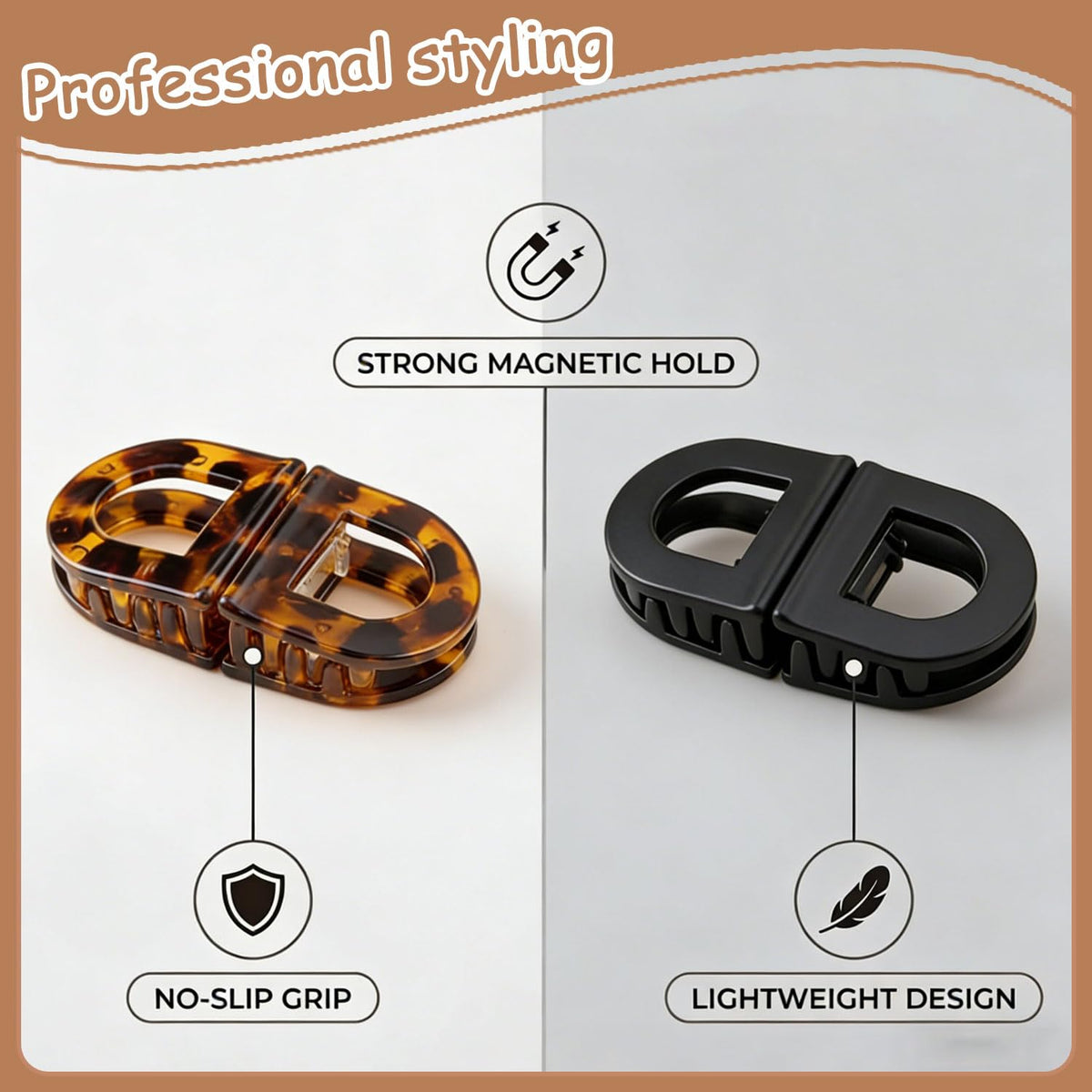 Generic in-use half-up style clip securing hair quickly for neat look benefit
