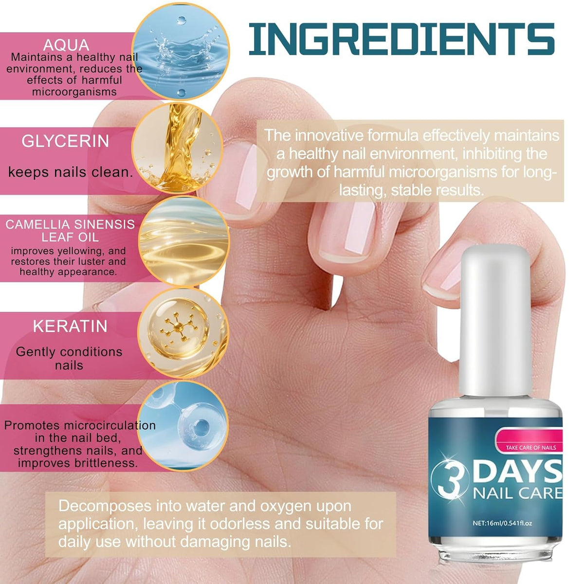 Generic ingredients label listing keratin and amino acids for strengthening