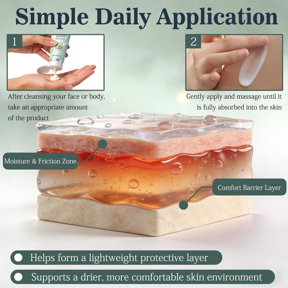 Generic lifestyle shot applying cream to inner thigh for protection