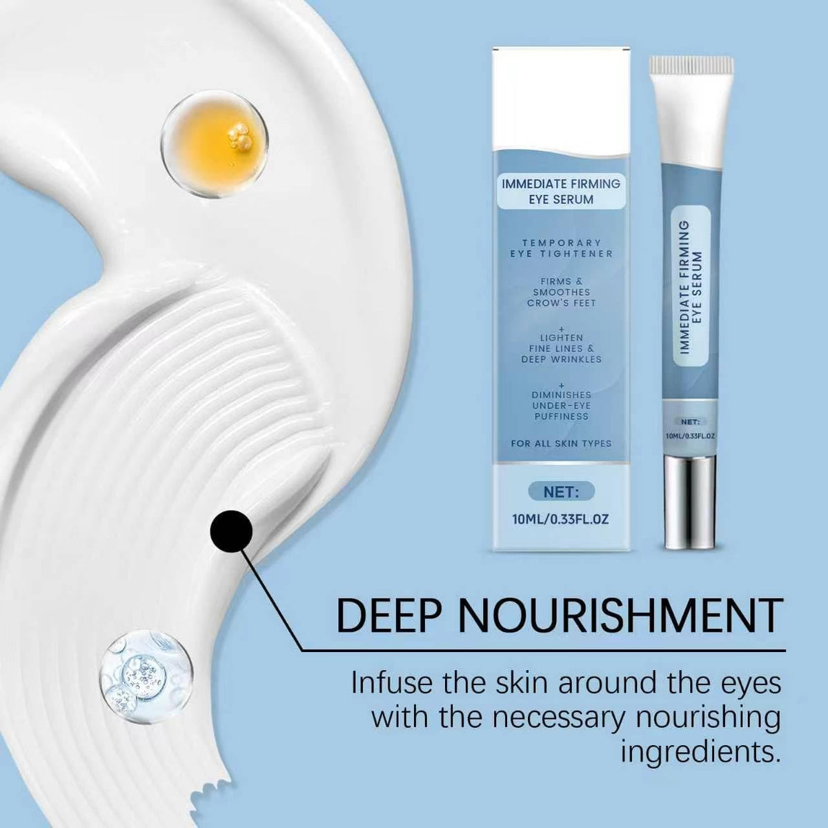 Generic brand before and after eye area photo showing reduced appearance of lines