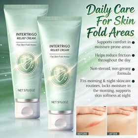 Generic intertrigo cream applied under-breast illustrating comfort and protection during movement
