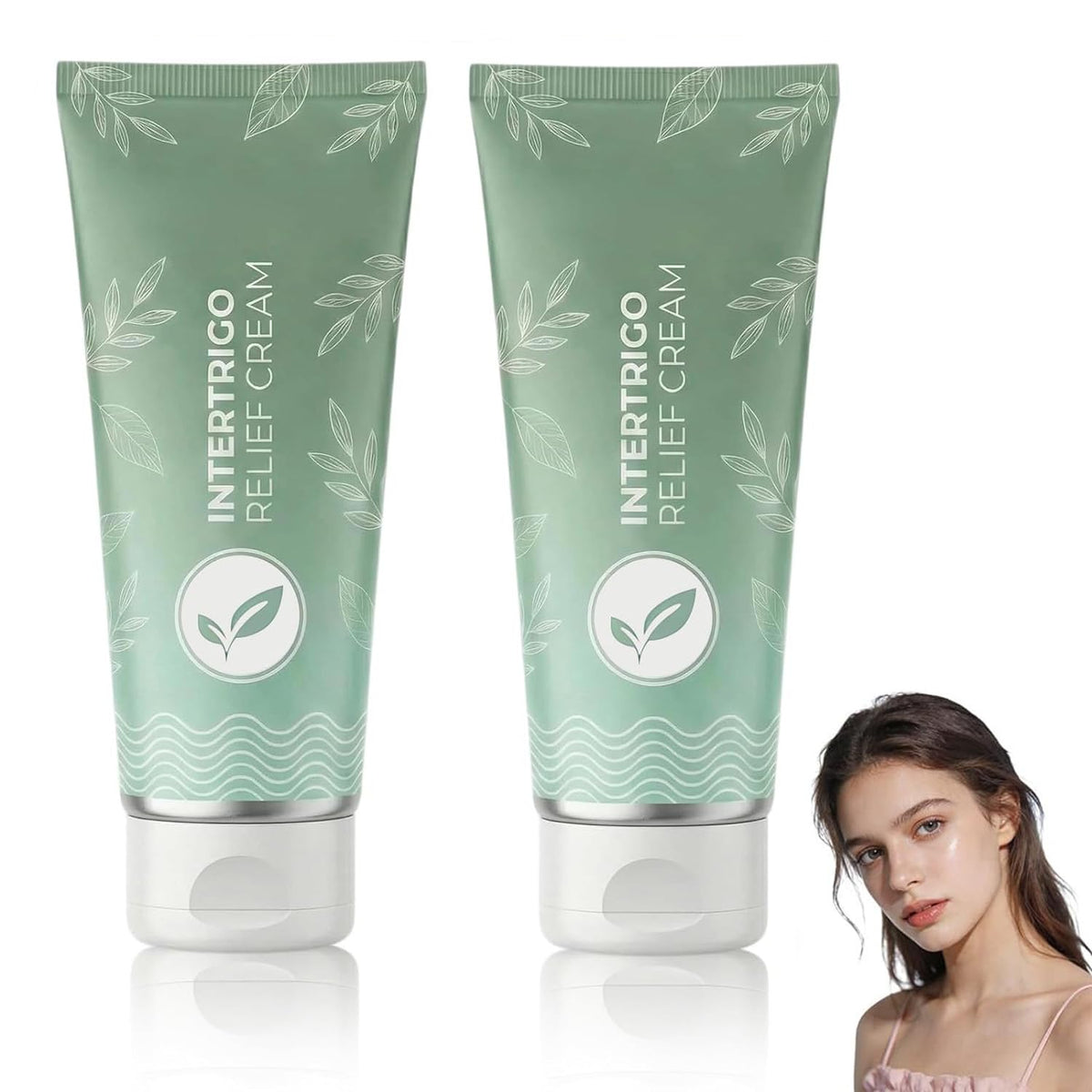Generic intertrigo cream front packaging showing product and usage benefit
