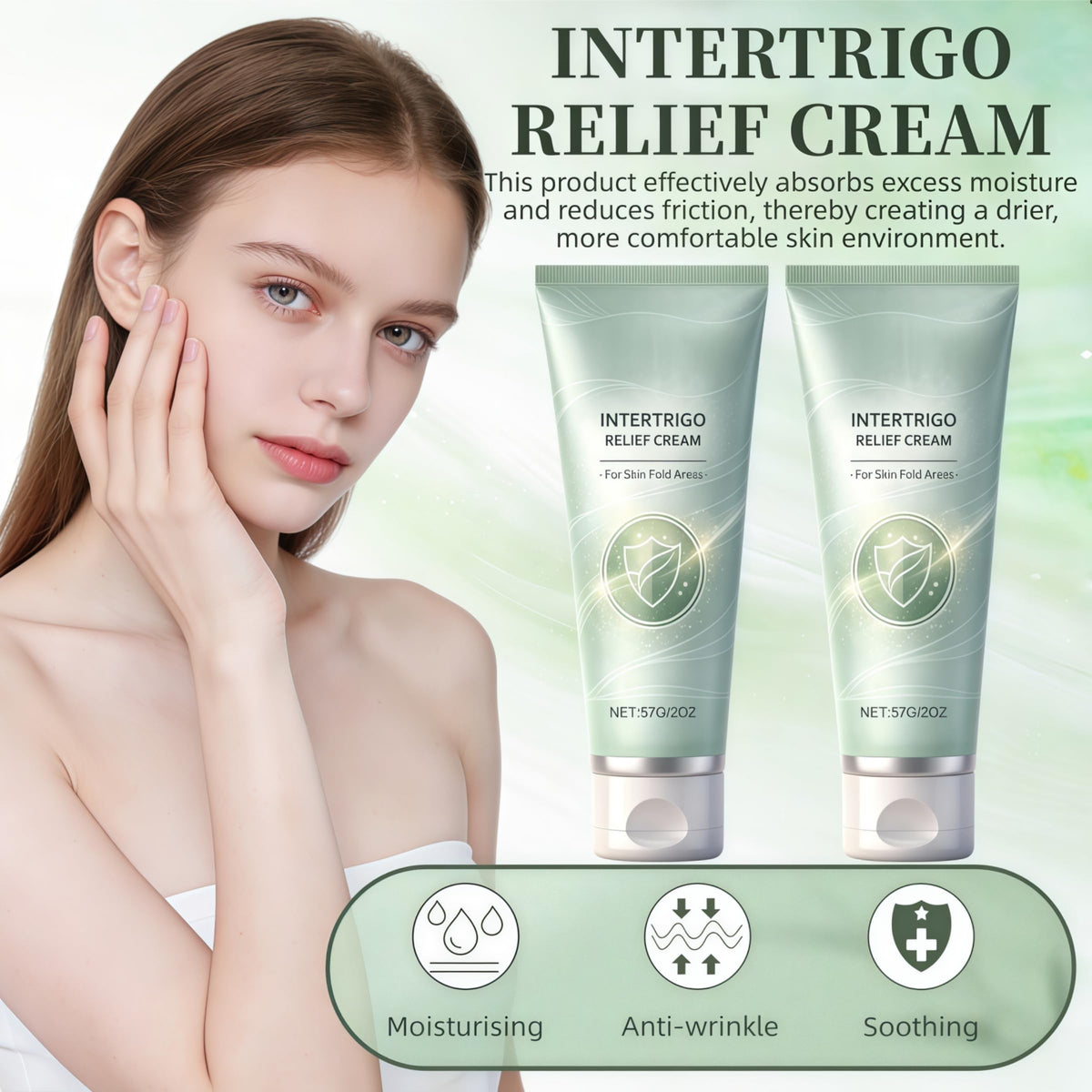 Generic tube opened with cream texture visible for easy application and spreadability