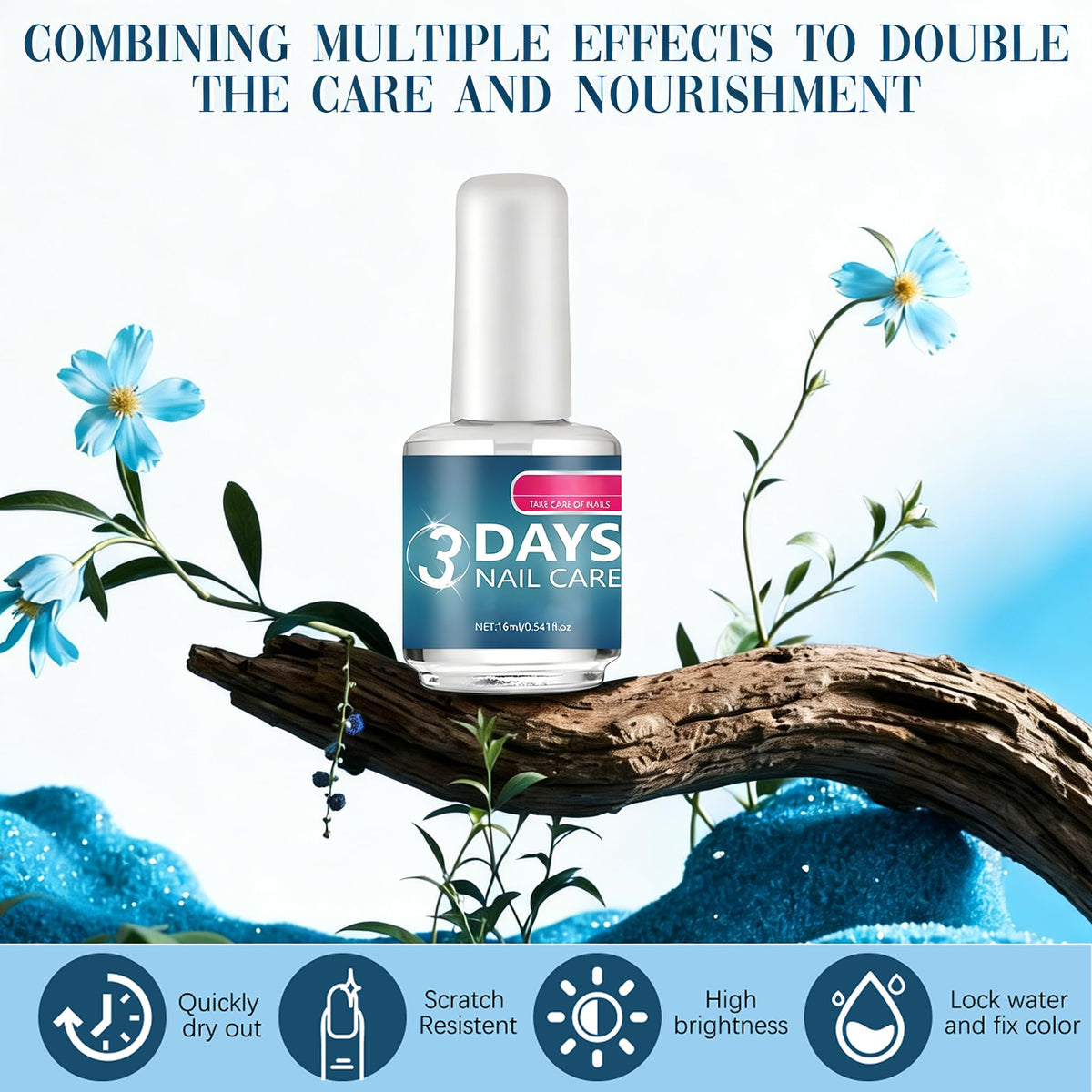 Generic keratin oil applied on nail demonstrating hydration and strengthening benefit