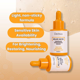 Generic kojic serum label ingredients view highlighting active acids and clean formula benefit