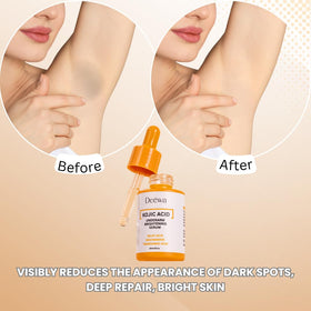 Generic kojic serum texture closeup showing lightweight gel and quick absorption benefit