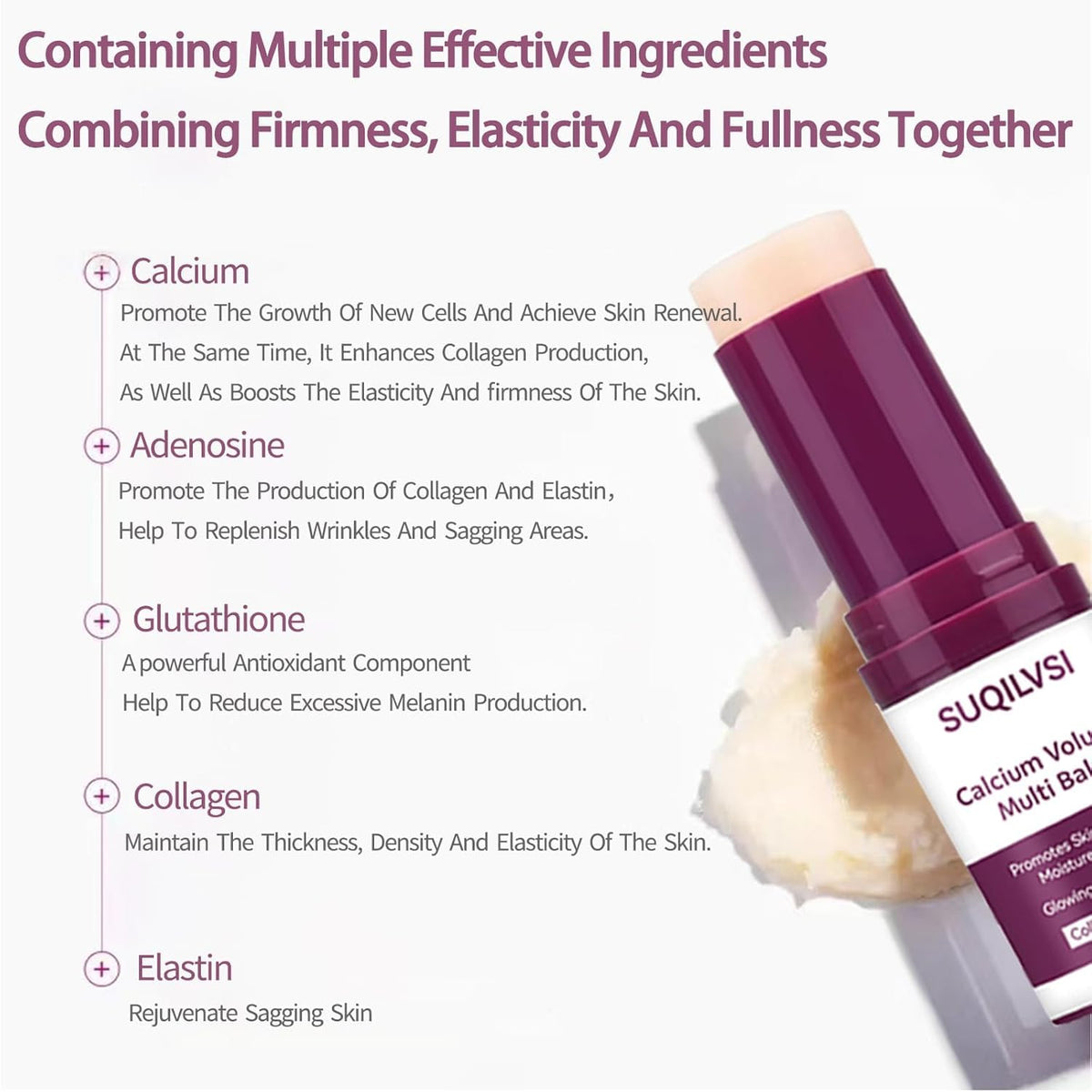 Generic product label close-up listing ingredients and supportive benefit