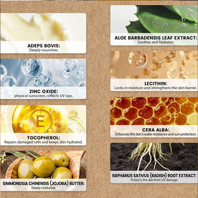 Generic product label with ingredients list and SPF 50 for clear product information
