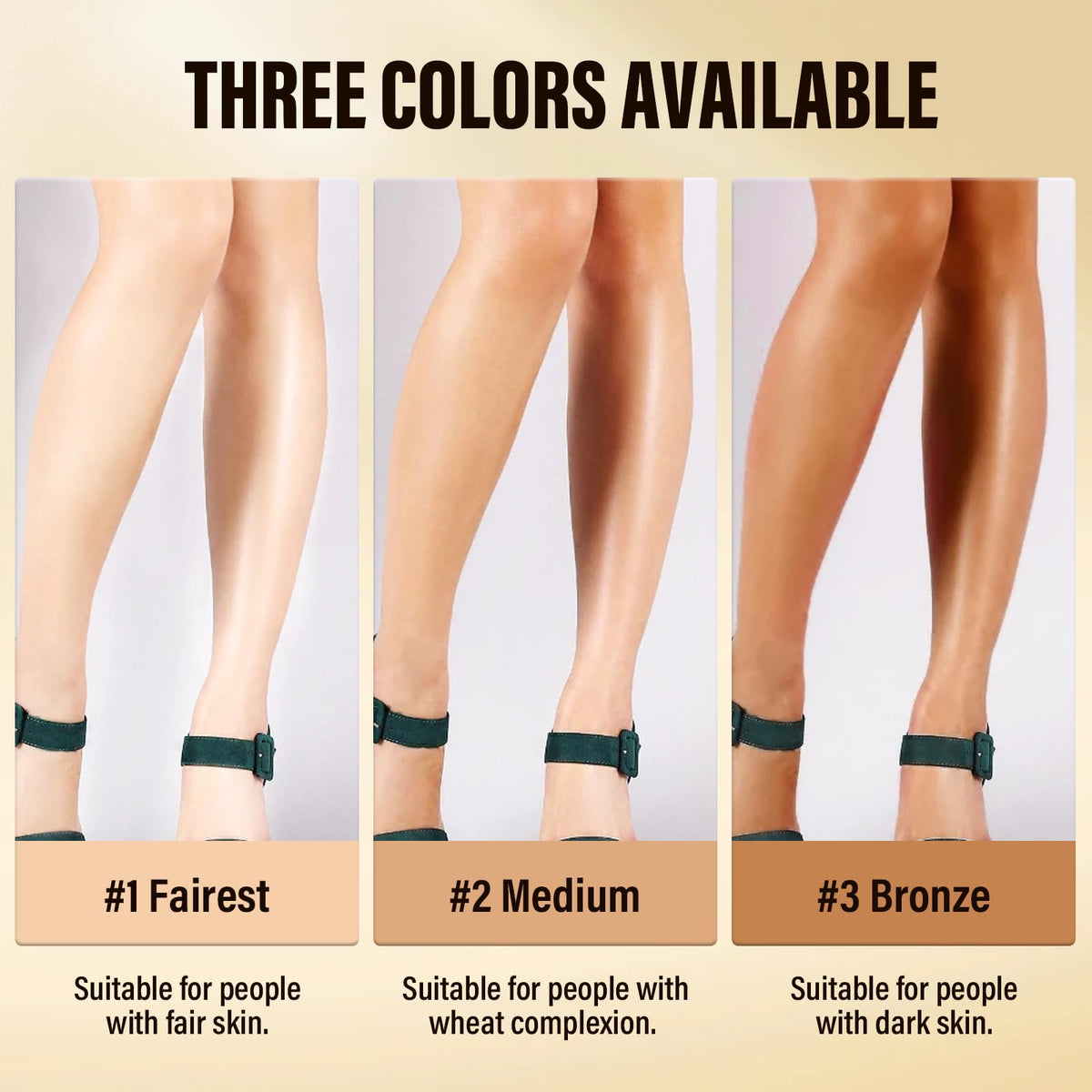 Generic brand before and after leg comparison demonstrating concealing benefit