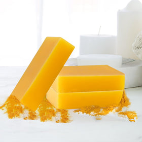 Generic lemon turmeric soap in use lather on hands demonstrating gentle effective cleansing