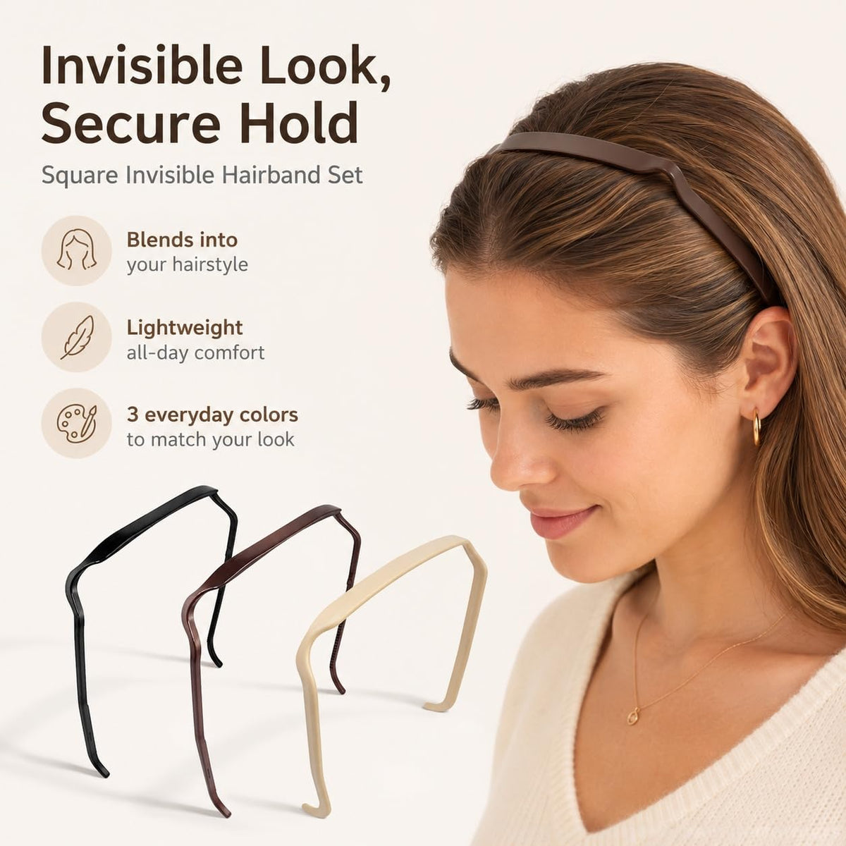 Generic lifestyle shot of woman wearing headband outdoors showing secure all-day wear