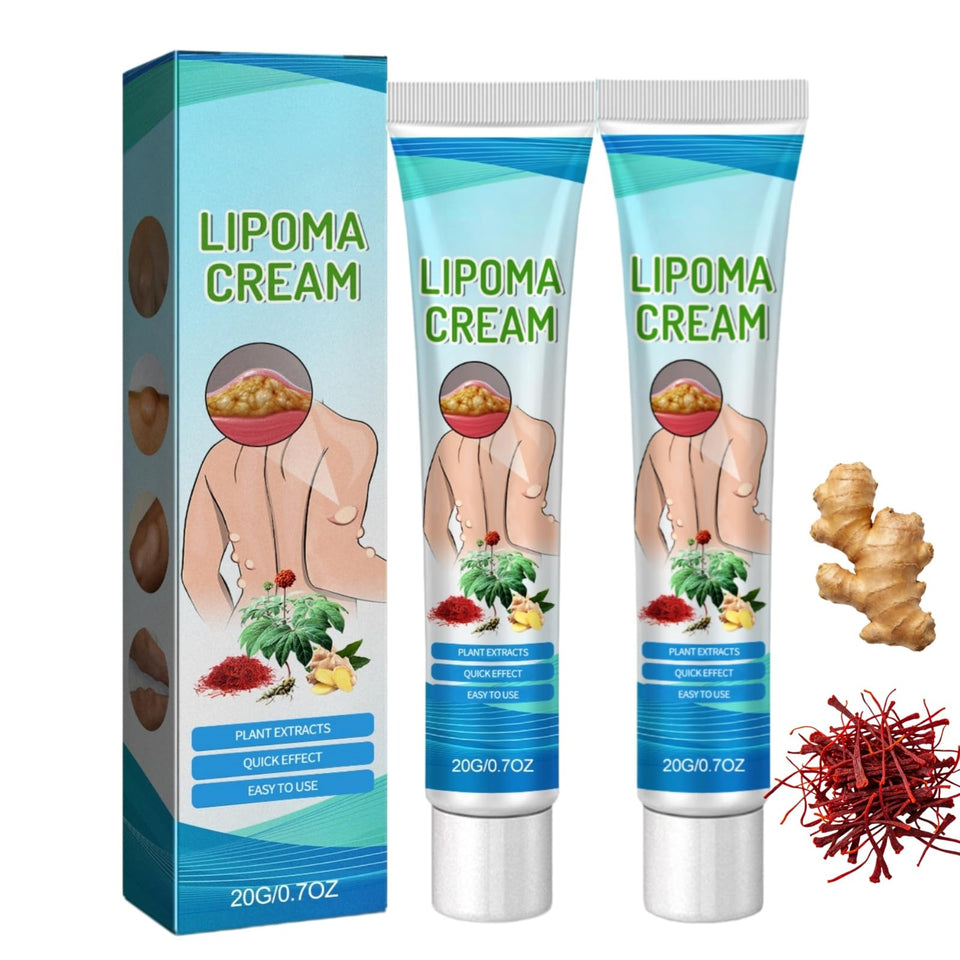 Generic lipoma cream tube front view showing label and travel-friendly size, promoting easy use