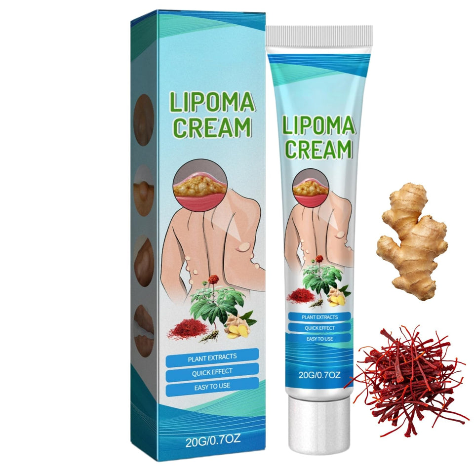 Generic lipoma cream front packaging showing natural extracts and soothing comfort