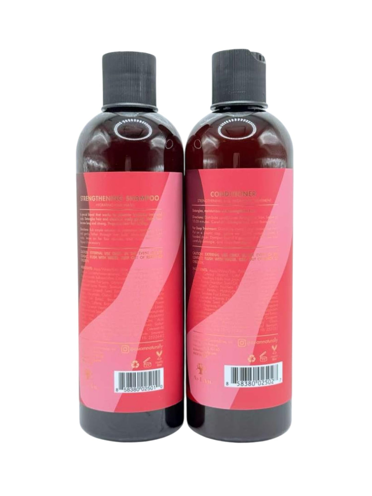 Generic Long & Luxe pump bottle close-up highlighting label text and easy-dispense benefit