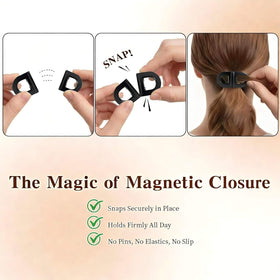 Generic magnetic hair clip in kitchen lifestyle showing hands-free benefit