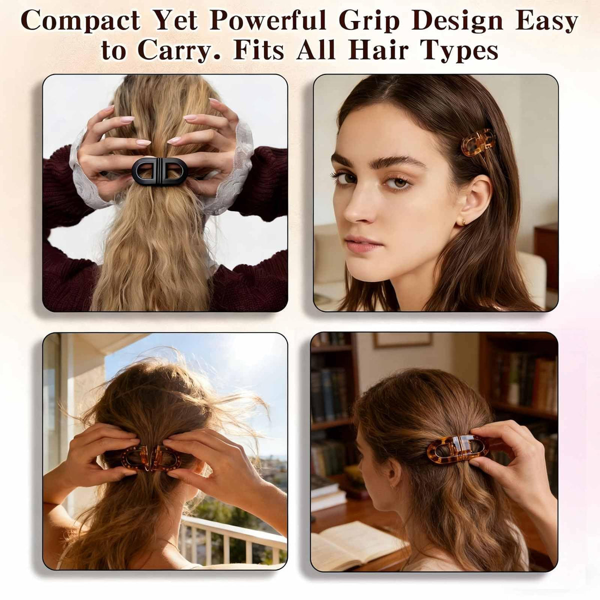 Generic magnetic hair clip holding thin hair showing gentle-hold benefit